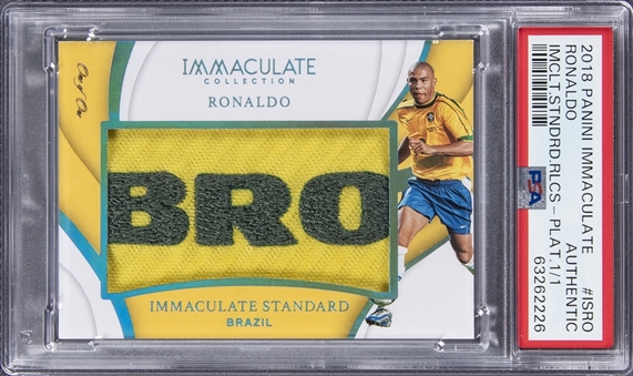 2018-19 Panini Immaculate Collection "Immaculate Standard Relics" Platinum #ISRO Ronaldo Patch Card (#1/1) - PSA Authentic